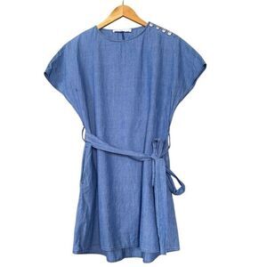ZARA Denim Blue Short Sleeve Cotton Dress Size S
